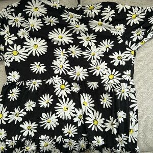 Floral Black and White Women's Top